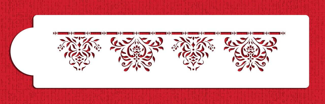 Damask Side Cake Stencil Side | C129T by Designer Stencils | Cake Decorating Tools | Baking Stencils for Royal Icing, Airbrush, Dusting Powder | Reusable Plastic Food Grade Stencil for Cakes | Easy to Use & Clean Cake Stencil